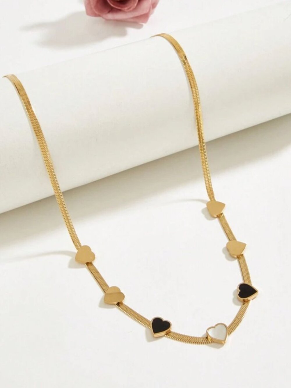 18k Golden Plated Beautiful Seven Heart Stainless Steel Necklace